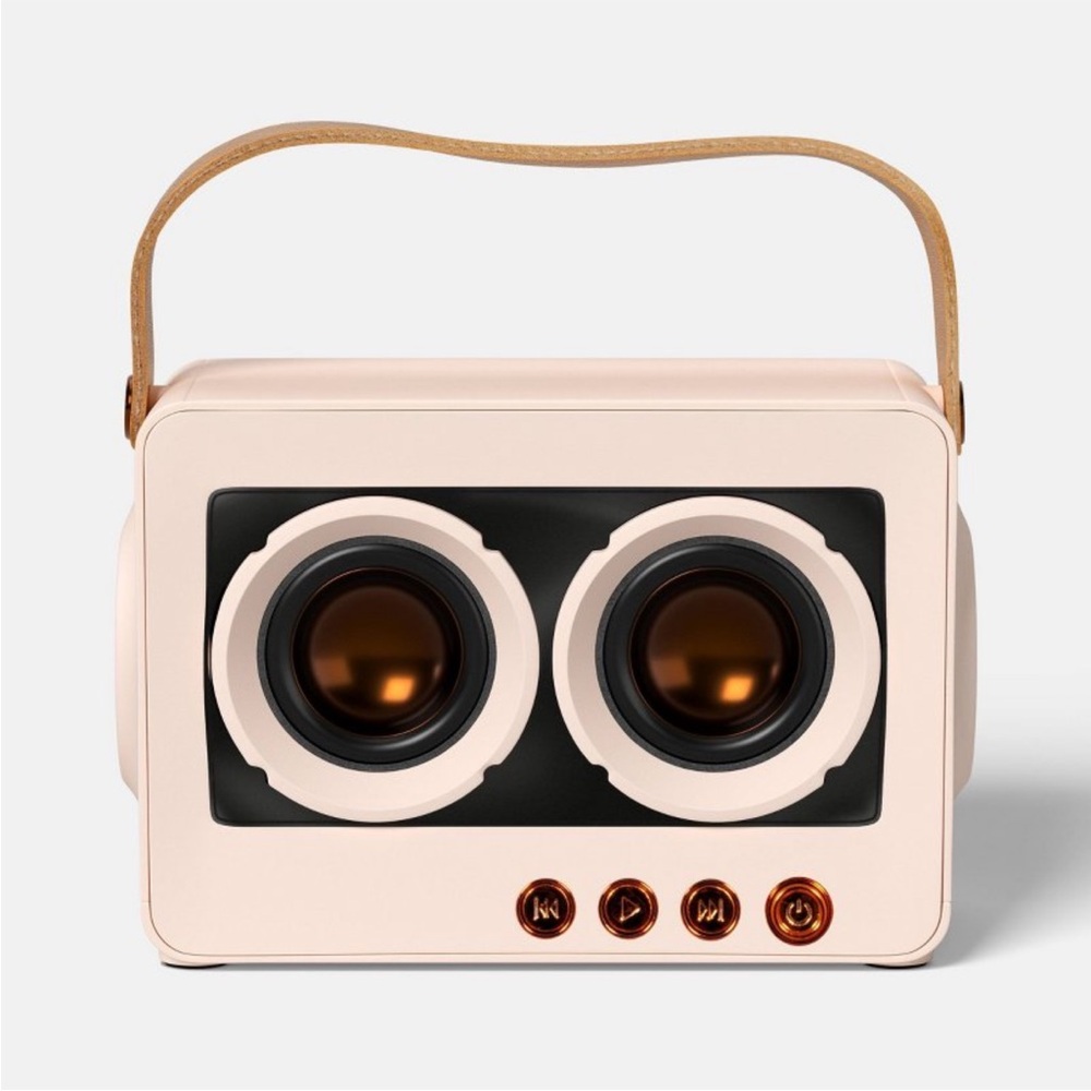 New in Box Retro Tech Portable Wireless Bluetooth Speaker by Hey Day Light Pink